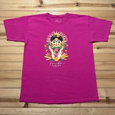 Frida Kahlo Painter Cancun Mexico Boho Folk Art Short Sleeve Shirt Size Large