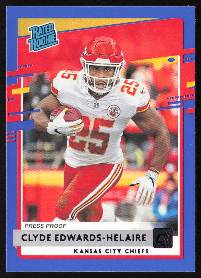 2020 Donruss Press Proof Blue Clyde Edwards-Helaire #321 Rookie Chiefs