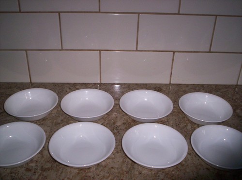8 Corelle WINTER FROST WHITE 5 3/8" Fruit Dessert Berry Bowls Vitrelle NICE!!