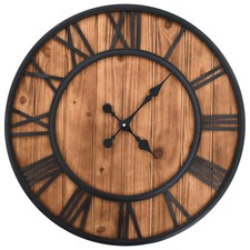 Vintage Wall Clock with Quartz Movement Wood and Metal 60cm XXL Timer vidaXL