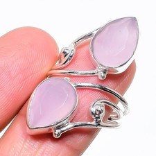 Pink Rose Quartz Gemstone 925 Sterling Silver Jewelry All Size Ring For Gift