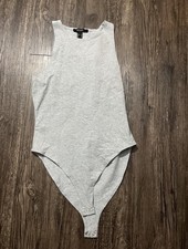 Forever 21 Women s Gray Solid Sleeveless One-Piece Bodysuit Size M Regular
