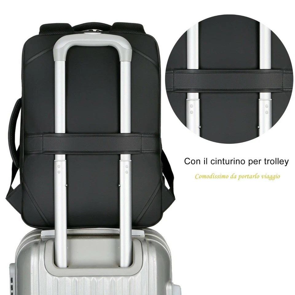 Mixroom Zaino Porta PC Uomo Laptop Borsa per PC Portatile porta Computer - Immagine 3 di 4