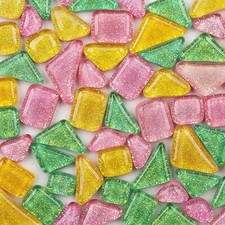 200g Mixed Color Mosaic Tiles Shine Crystal Pieces Stained Glass Candy