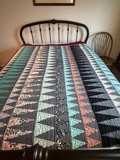 Full Size Cotton Patchwork Quilt Modern Multicolor 70x58 in Bedroom Decor