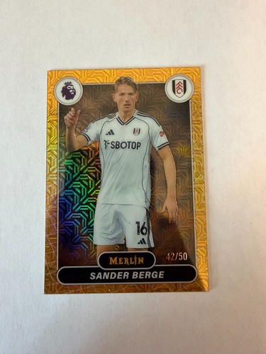 Sander Berge 2026 Topps Merlin Premier League #98 Gold Mojo Refractor /50