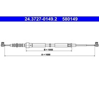 ATE 24.3727-0149.2 Seilzug Feststellbremse Hinten FüR Seat Skoda Vag