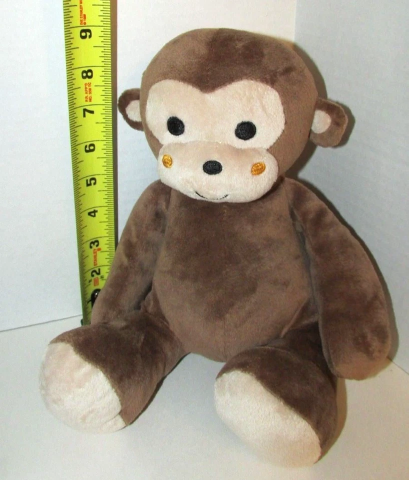 Brinquedo macio Bedtime Originals macaco de pelúcia marrom bronzeado laranja bochechas sentado bebê - Imagem 2 de 4