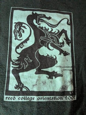 Reed College 2002 Orientation T-shirt L 100% Cotton SS unisex adult vintage NOS 