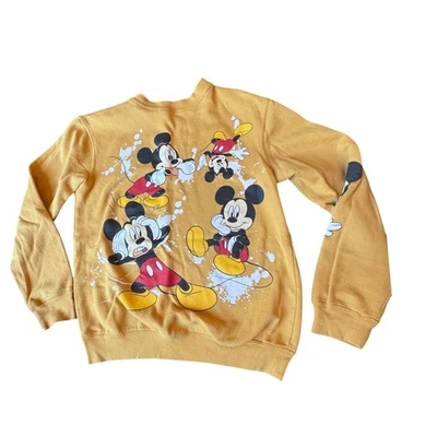Disney Mickey Mouse Graphic Sweatshirt Pullover Yellow Kids Size XS vtg - Image 1 of 4
