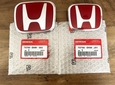 2x Red Jdm Honda Front Grill And Rear Trunk Emblems Badges Fit 2006-2015 Civic