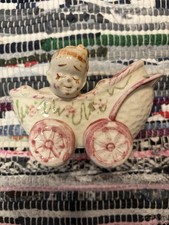 Vintage Nursery Planter Baby Bassinet Pink Girl Floral Japan EUC