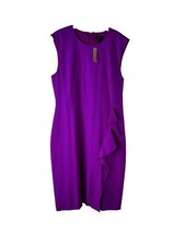 New J. Crew Womens 14 Wool Sheath Ruffle Dress Purple G8320