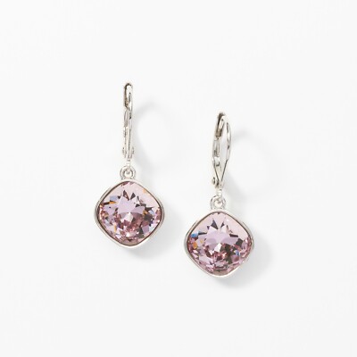 Touchstone Crystals by Swarovski GRACEFUL Earrings Amethyst Rhodium Plating