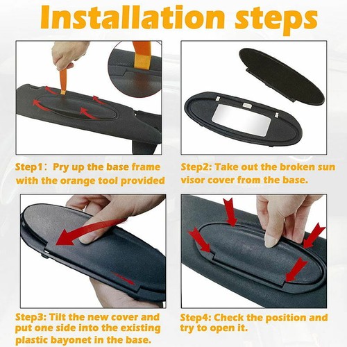 Sun Visor Mirror Cover Black For Porsche 911 996/997 Boxster Cayman 986/987 - Picture 5 of 11