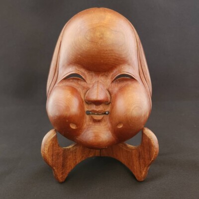 Japanische Retro Holz Noh Maske Hyottoko Und Okonomi Alte Mann Mit Ehefrau Lucky