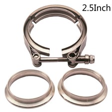 Morsetto universale inox 2,5" turbo scarico down pipe fascia a V e flangia acciaio dolce