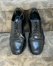 Salvatore Ferragamo Black Leather Cap Toe Lace Up Oxfords Dress Shoes 9