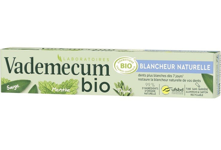 Dentifrice bio Vademecum blancheur naturelle 75ml lot de 3 pour un soin quotidien