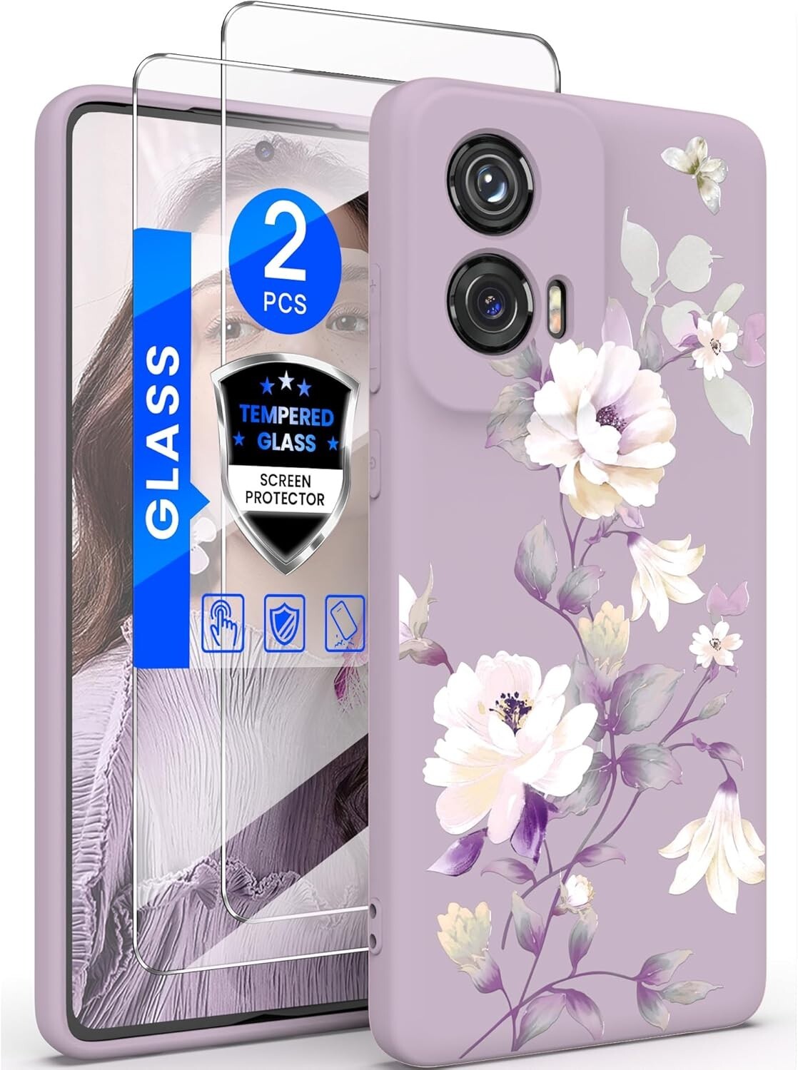 For Moto G Stylus 2024 Case with Soft Anti-Scratch Protection ,2X Tempered Glass