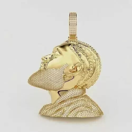 2Ct Round Lab Created Diamond Nipsey Hussle Men's Pendant 14K