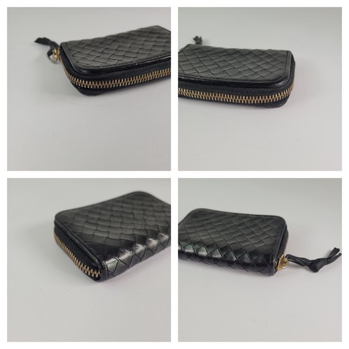 BOTTEGA VENETA Black Intrecciato Leather Coin Purse Card Case Wallet Italy - Imagen 11 de 11