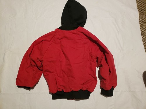 Kuntry Kids farm Youth Med Lined Red Denim Hooded Jacket Chore Play Heavy duty - Picture 3 of 3