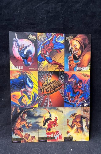 Fleer Ultra Spider-Man 1995 edición Premier 9 tarjetas sin cortar hoja promocional