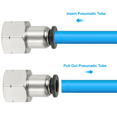 2 Pcs Female Straight 1/4" Tubing OD x 1/8" NPT Thread Push to Connect Fittings - Picture 3 of 6