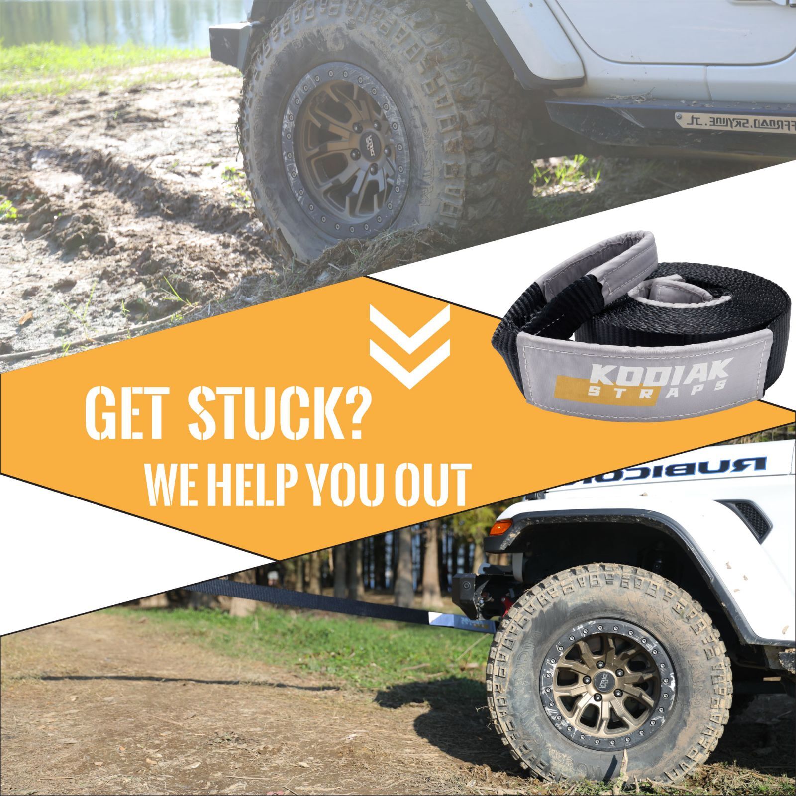 3"x 20' Heavy Duty Tow Strap 30,000lbs Recovery Rope Emergency Off Road