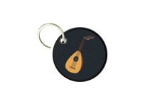 Porte cles clé clefs rond imprime double face mandoline instrument de musique