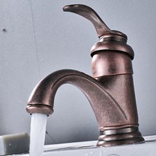 Antique Copper Single Handle Deck Mount Bathroom Basin Vanity Sink Mixer Faucet