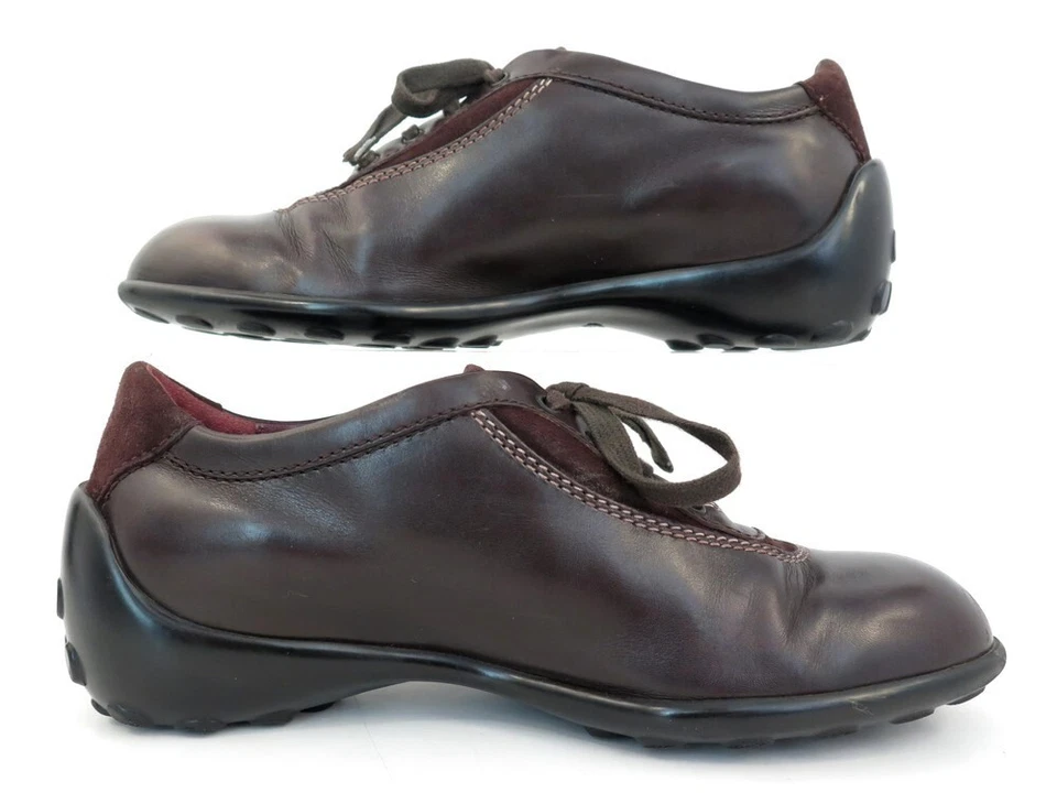 CHAUSSURES FEMME TOD'S DERBIES BASKETS CUIR MARRON TAILLE FR 36.5 IT 35.5 - Photo 2/4