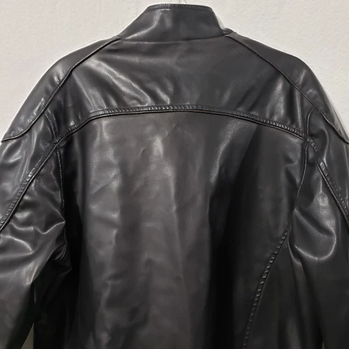 Decoded Black Vegan Leather Men's  Coat Jacket Lined Biker style XL image 8
