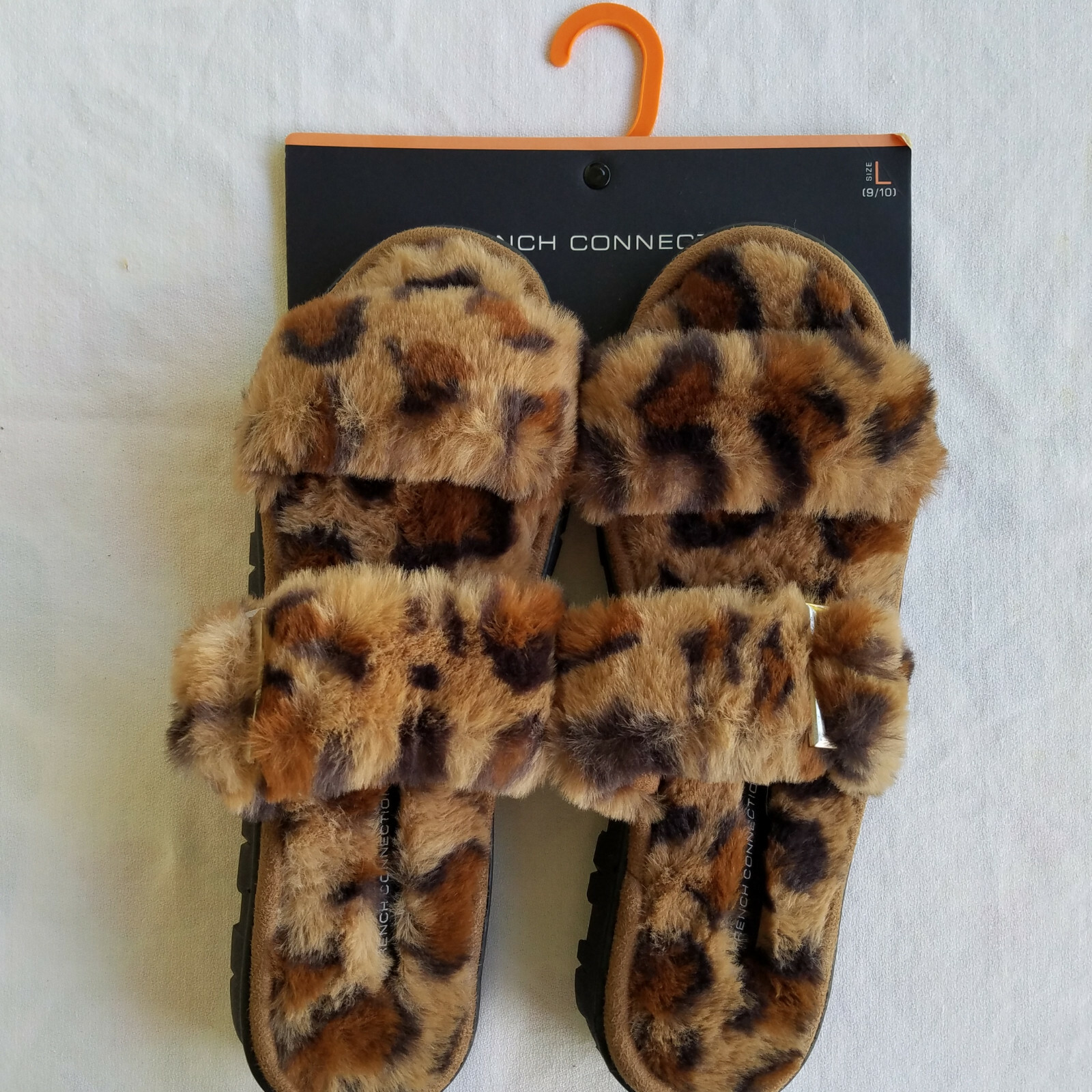 SAOLA Pantofole finte leopardate FRENCH CONNECTION taglia L 9 10 suola interno esterno nuove con etichetta