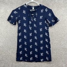 Old Navy Women's M Blue Floral Flared Sleeve Lace-Up Front 100% Viscose Dress