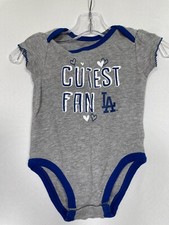 Los Angeles Dodgers Cutest Fan MLB Gray Baby One Piece Bodysuit 18 Months