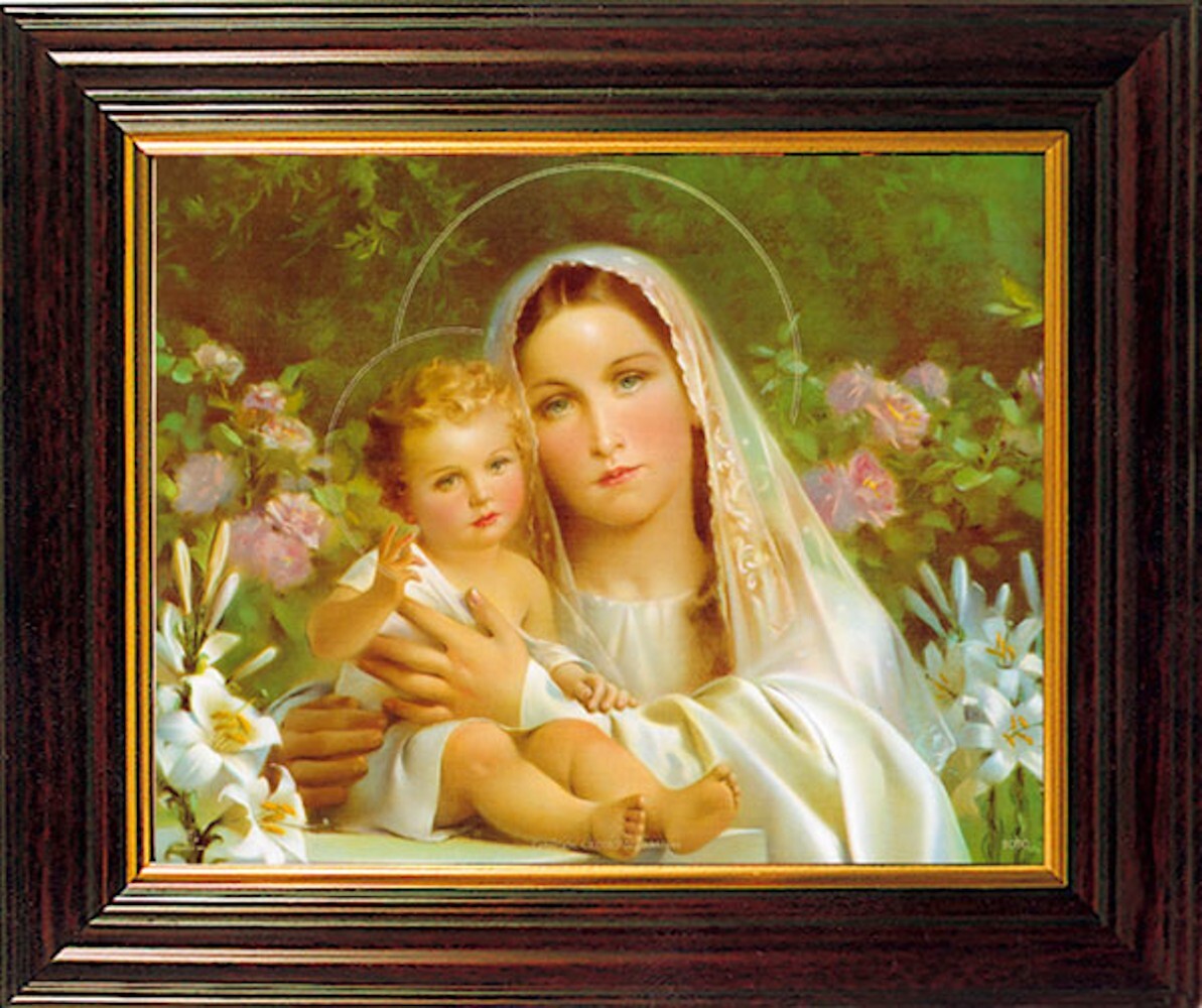 Mother Mary & Child Jesus Wooden Picture Frame Size 10""x12"" Religious Gift New