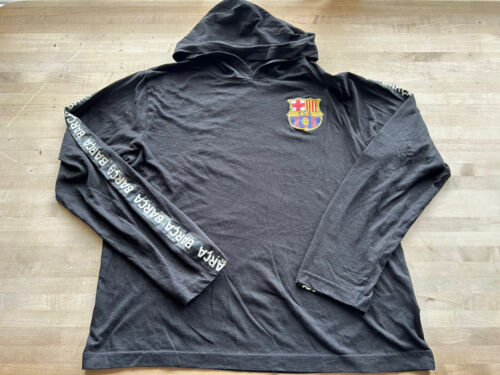 FC Barcelona Long Sleeve T-shirt Hoodie Youth Size Large Black B52 - Picture 1 of 4