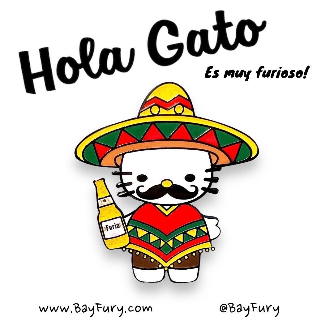 Sanrio Hello Kitty “inspired” Pin “Hola Gato” Enamel Pin Mexico Chicano Latino