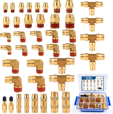 43 PCS Brass DOT Air Line Fittings Kit for Semi Truck Trailer Brake System, USA