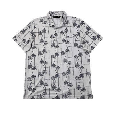 Travis Mathew Shirt Mens XL Extra Large Grey White Floral Finally Here Golf Polo