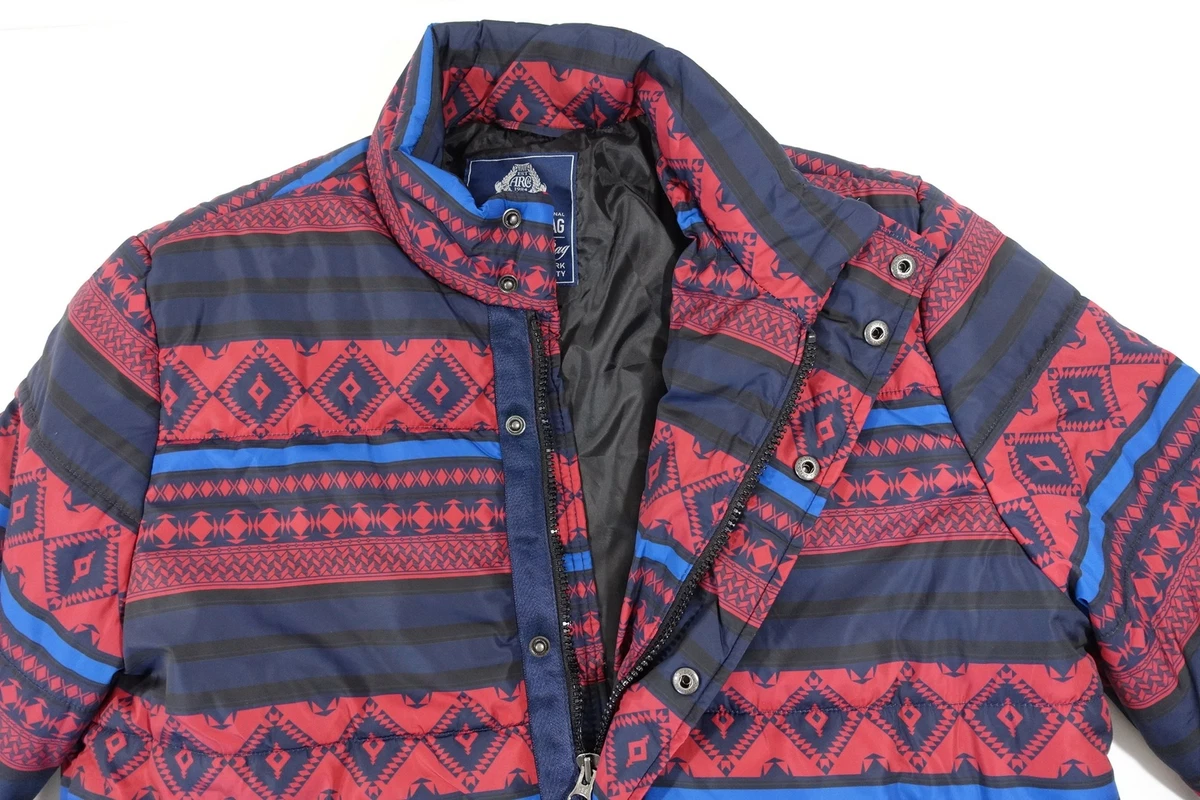 AMERICAN RAG SOUTHWESTERN PRINT RED BLUE XL PUFFER JACKET MENS NWT