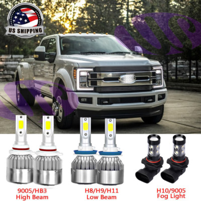 6000K LED Headlight+Fog Light Bulbs Upgrade Pkg Kit for For Ford F-150 2015-2020