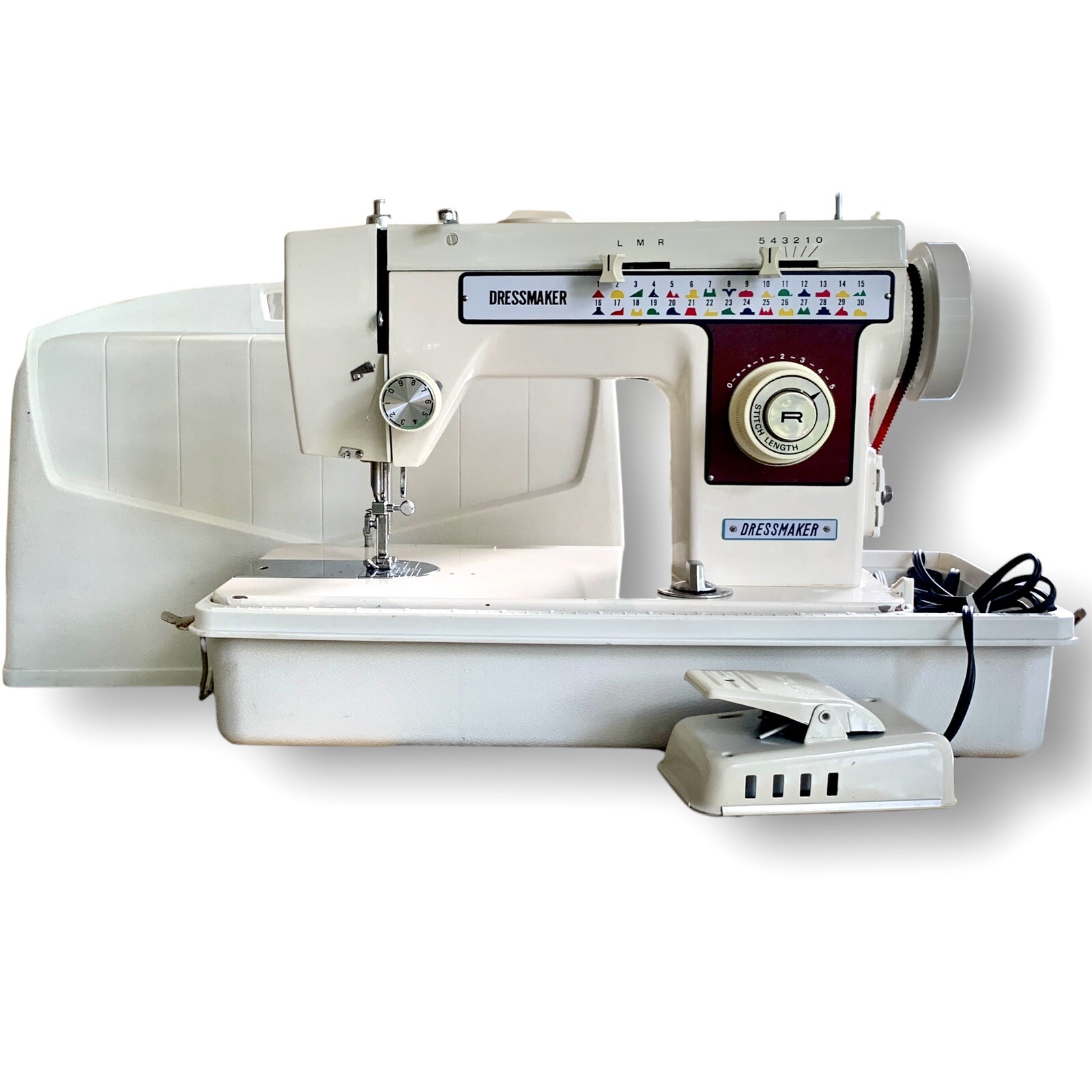 Vintage Dressmaker Sewing Machine Model 2402 With Pedal & Hard Case