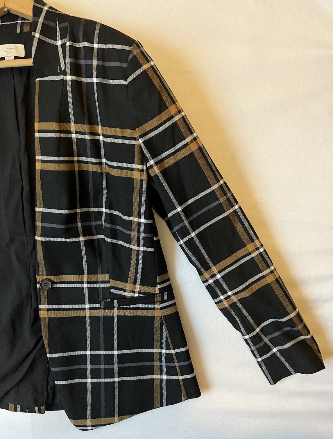 LOFT Outlet Plaid Single Button Lined Structured … - image 2