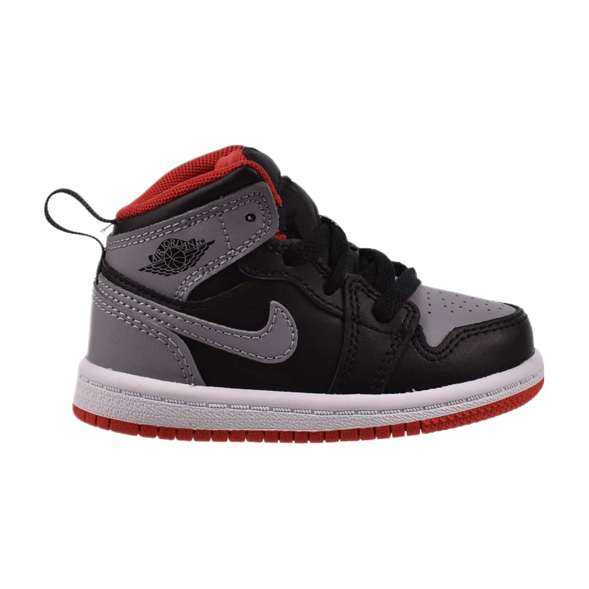 Jordan 1 Mid (TD) Toddler Shoes Black-Cement Grey-Fire Red DQ8425