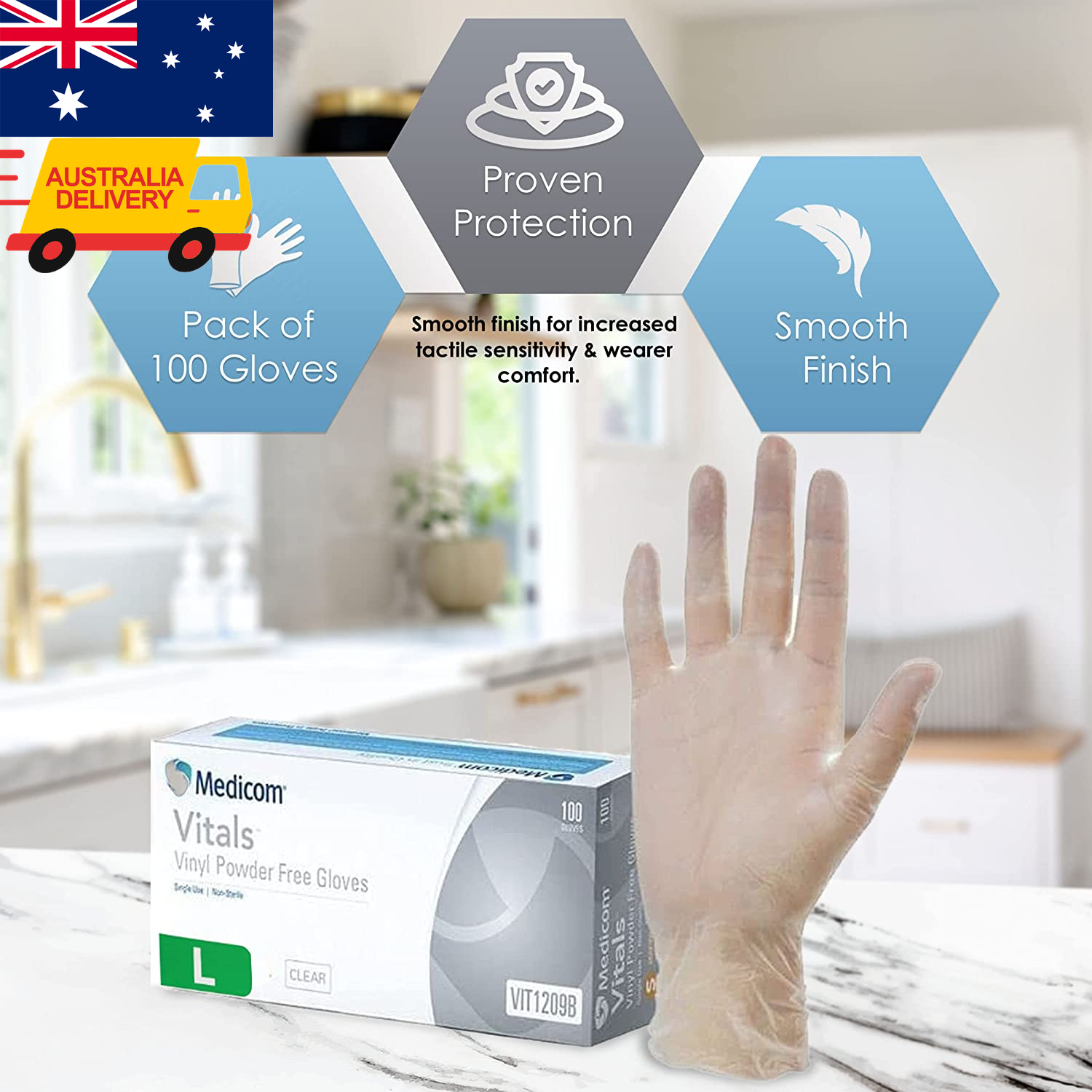 Vitals Vinyl Disposable Gloves 100 Count Large Transparent Clear Gloves 313036445494 eBay