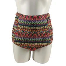 SEPTANGLE Beach Resort Swim Bottom XL(16-18) Geometric Multicolor Hi-Waisted