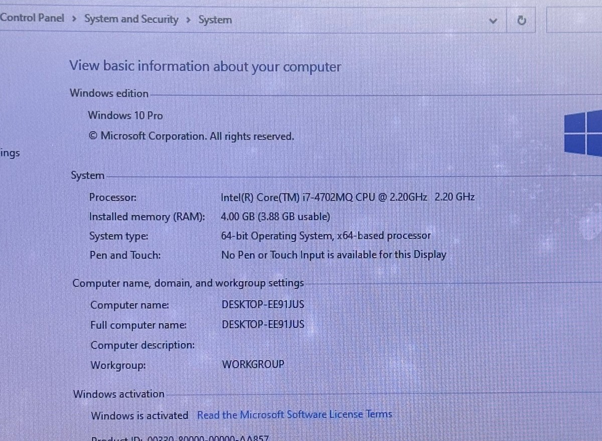 HP ProBook 450 G1 Intel Core i7 4702MQ 4GB RAM 128GB SSD